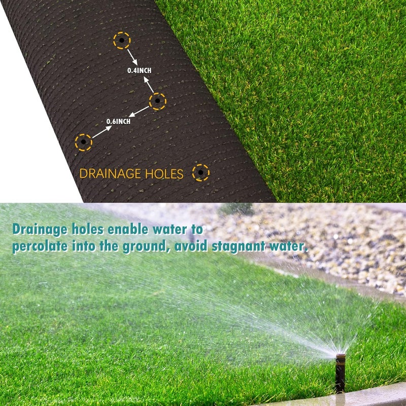 Heyroll Artificial Turf Grass Indoor Outdoor 4ft 11in x 8 ft, 0.8 inch Realistic Synthetic Fake Grass, Artificial Lawn Rug Dog Pets Mat, Turf Carpet for Patio Landscape Backyard, Custom Size - Image 2